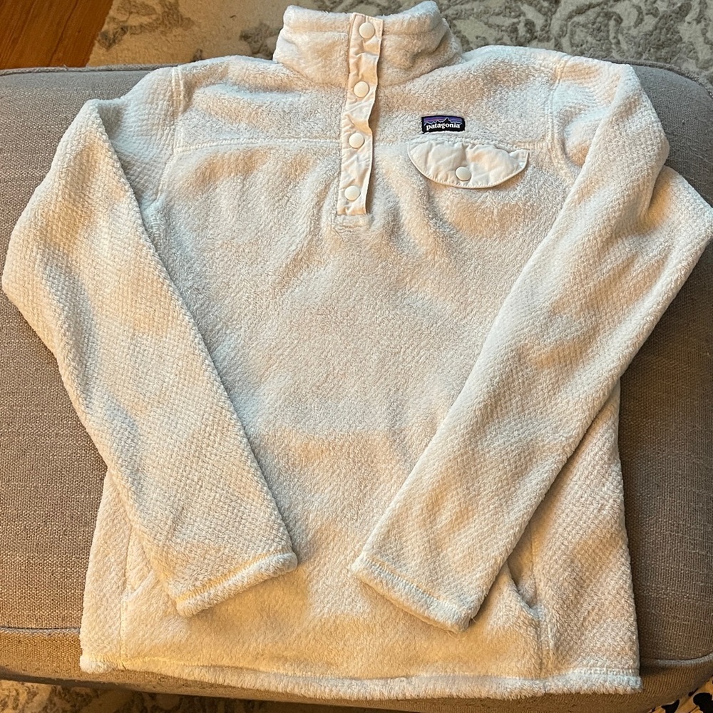 Patagonia Polartec Cream Button-Up better sweater Fleece size XL (14)